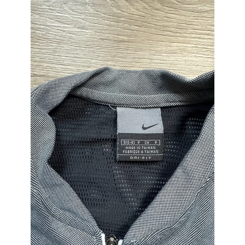 Nike Sleeveless‎ Running Vest Youth Girls S Grey Dr-Fit Logo Zip-Up Athletic